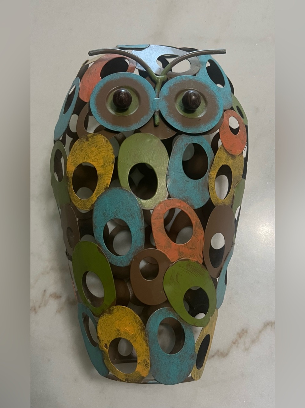 Colorful Metal Owl Wall Decor - Multicolor